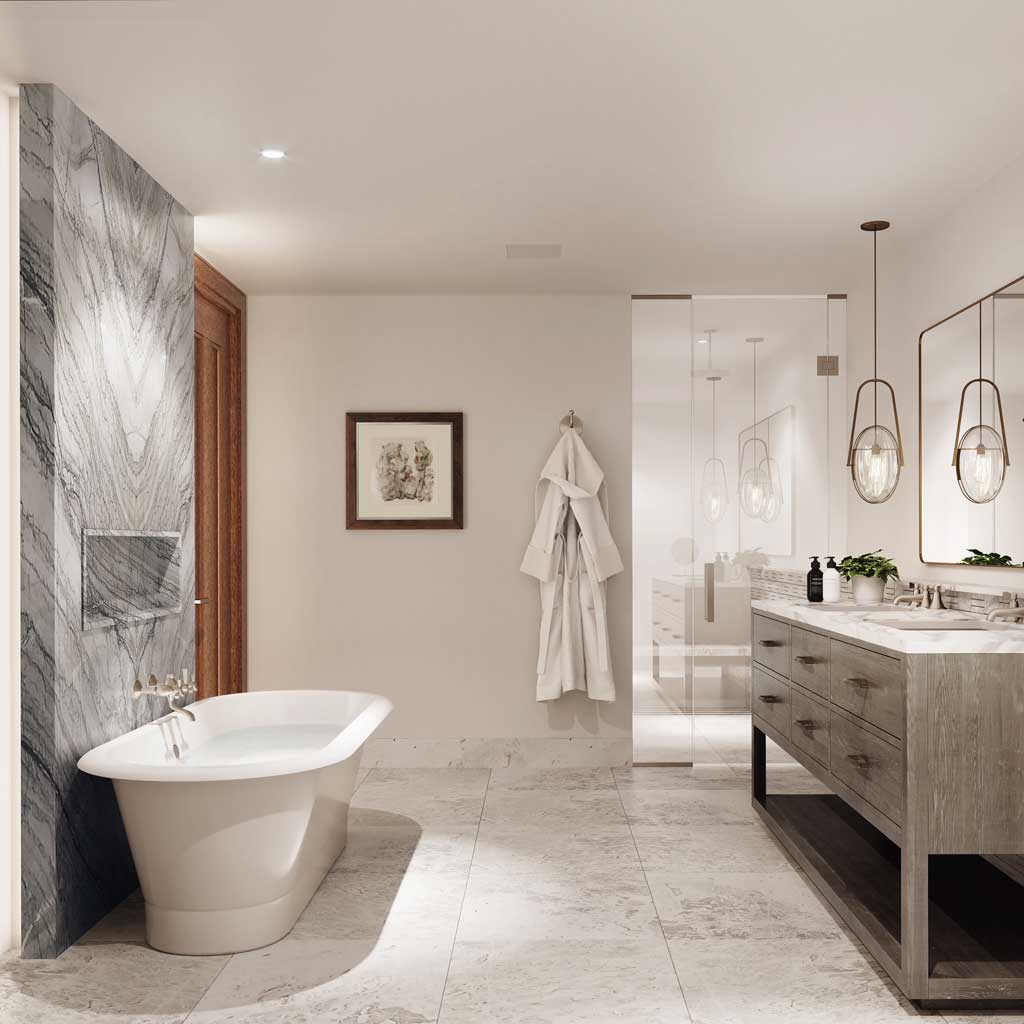 The Snow Park Residences at The St. Regis Deer Valley - Bath Rendering