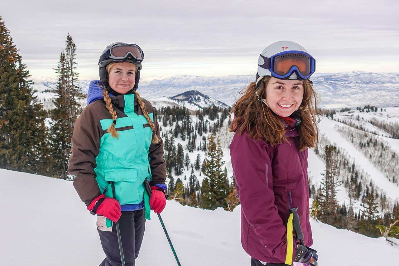 Young Women Skiing